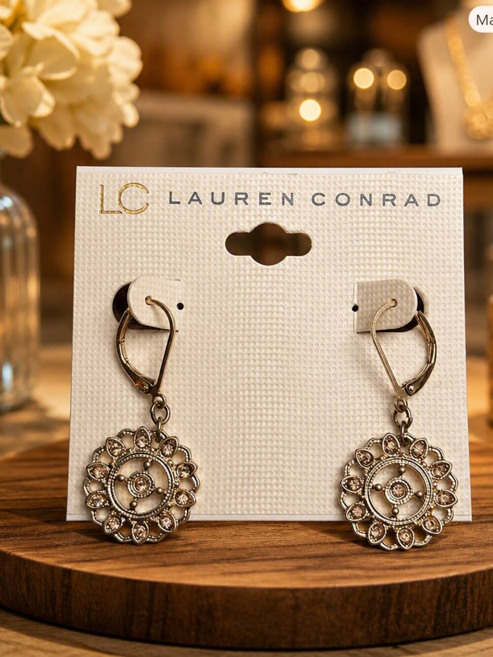 Lauren Conrad Medallion Dangle Earrings NWT